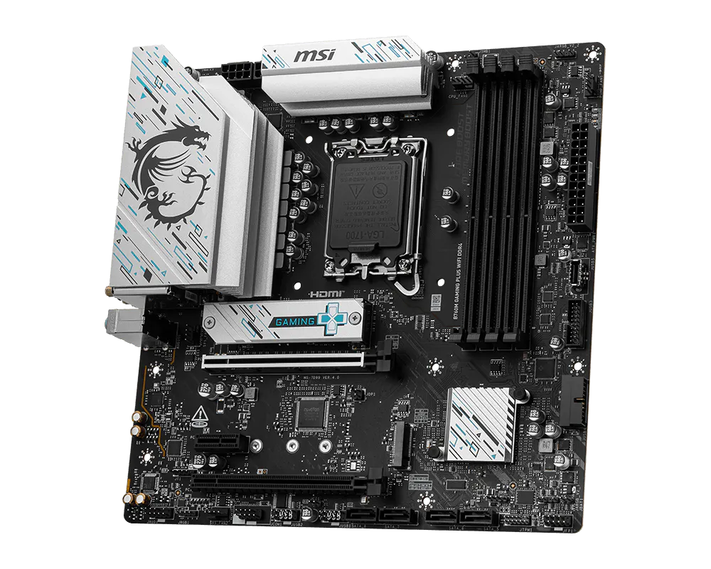 MSI B760M GAMING PLUS WIFI DDR4 Micro ATX Motherboard ( Intel LGA1700 Socket, Support Intel Core 14th, 13th, 12th Gen Processors, Intel Pentium Gold and Celeron Processors, 4 x DDR4 RAM Slots, Max 128GB RAM ) - Image 3