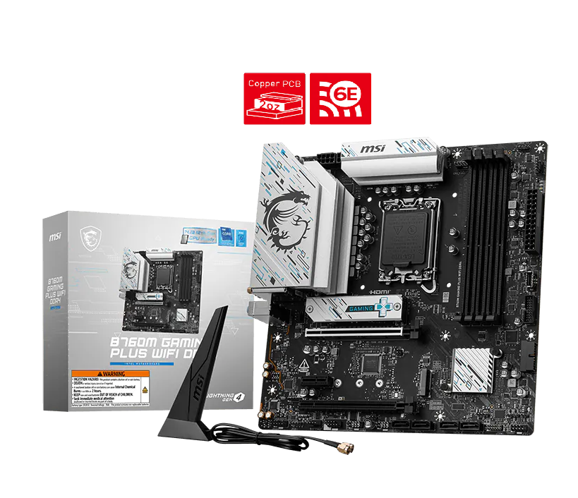 MSI B760M GAMING PLUS WIFI DDR4 Micro ATX Motherboard ( Intel LGA1700 Socket, Support Intel Core 14th, 13th, 12th Gen Processors, Intel Pentium Gold and Celeron Processors, 4 x DDR4 RAM Slots, Max 128GB RAM )