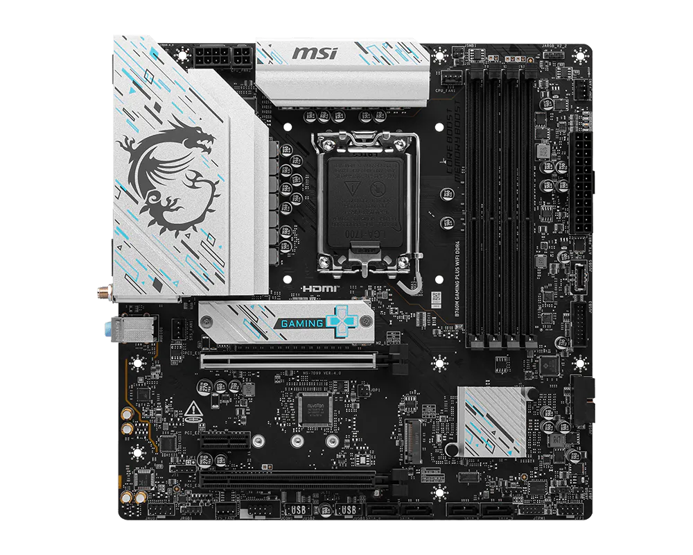 MSI B760M GAMING PLUS WIFI DDR4 Micro ATX Motherboard ( Intel LGA1700 Socket, Support Intel Core 14th, 13th, 12th Gen Processors, Intel Pentium Gold and Celeron Processors, 4 x DDR4 RAM Slots, Max 128GB RAM ) - Image 2