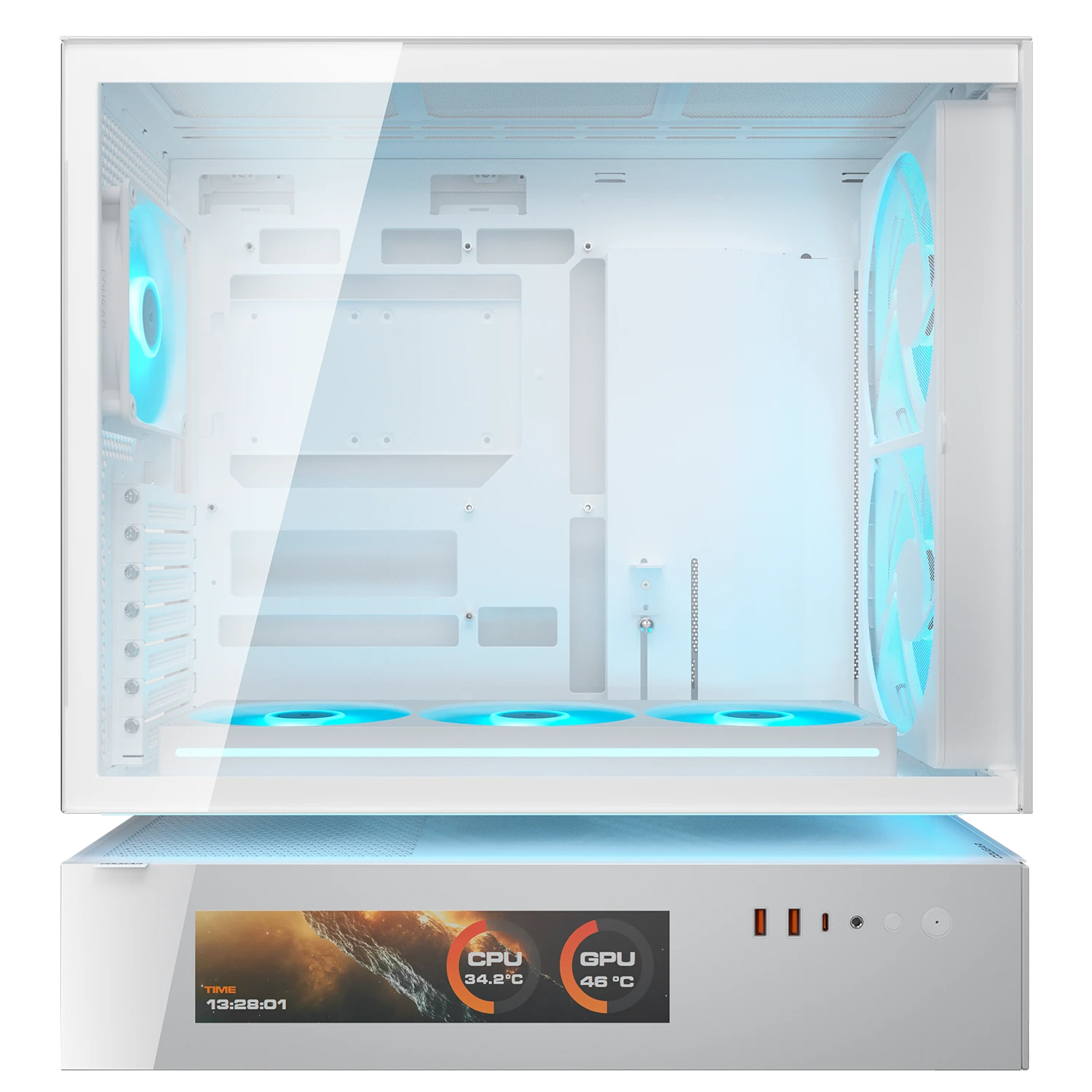 Cougar CFV235 Mesh Vision ARGB White CEB Mid Tower Glass Panel PC Case With Pre Installed ARGB Fans ( CGR-2DA4W-MV ) - Image 3