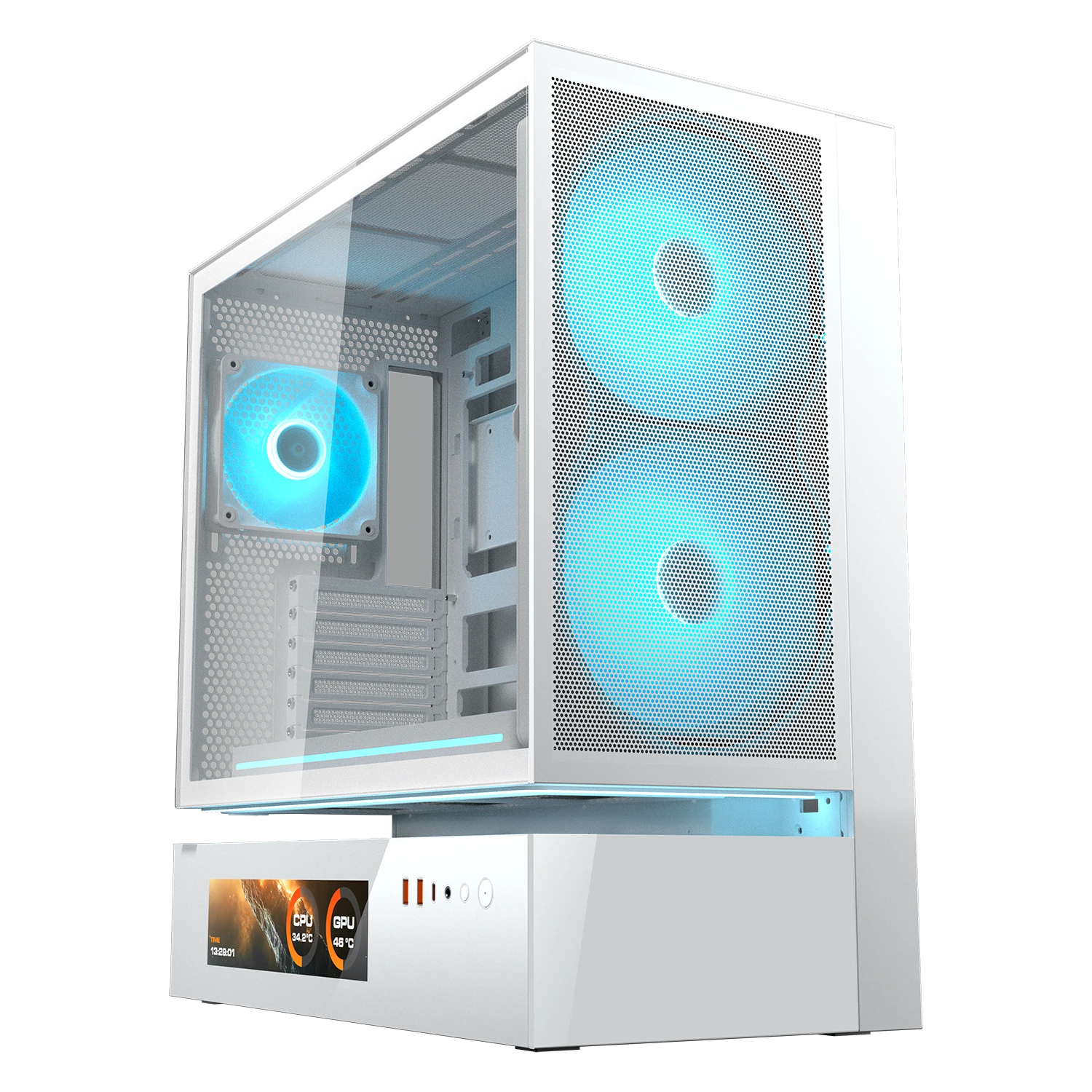 Cougar CFV235 Mesh Vision ARGB White CEB Mid Tower Glass Panel PC Case With Pre Installed ARGB Fans ( CGR-2DA4W-MV )