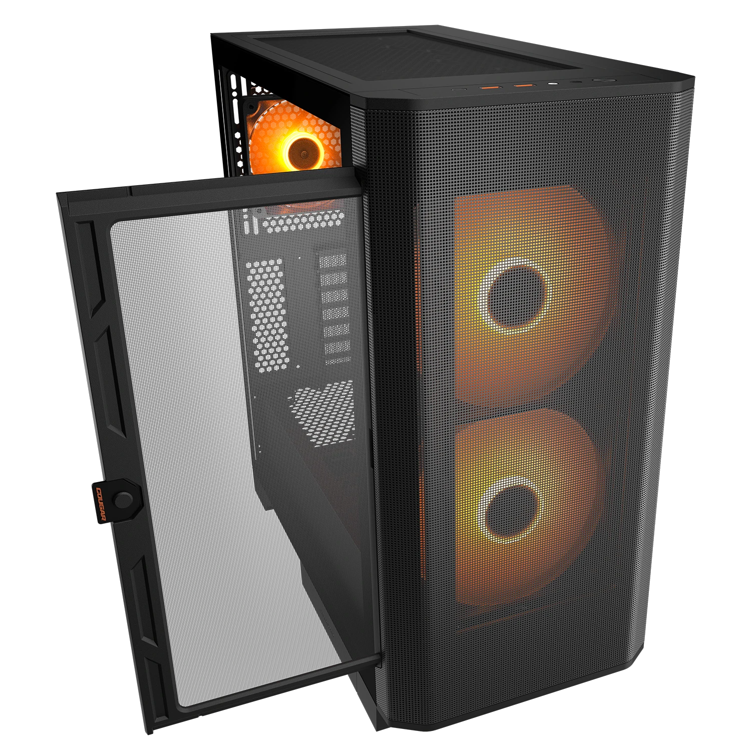 Cougar Airface Flo RGB Black E-ATX Mid Tower Glass Panel PC Case With Pre Installed ARGB Fans ( CGR-5YA6B-RGB ) - Image 4
