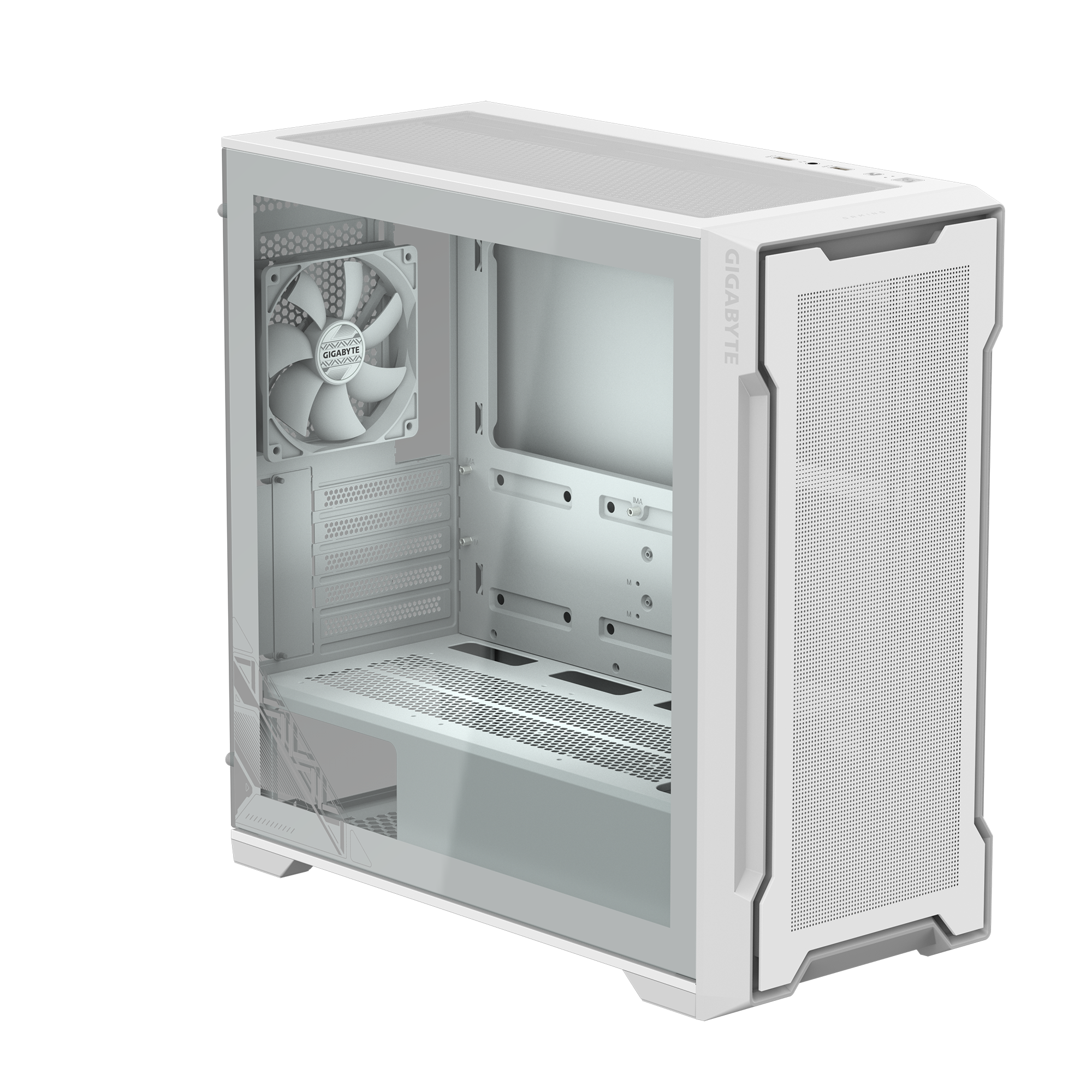 Gigabyte C102 Glass ICE White Micro ATX Mid Tower Tempered Glass Side Panel Pc Cabinet With Pre Installed Fans ( GB-C102GI ) - Image 2