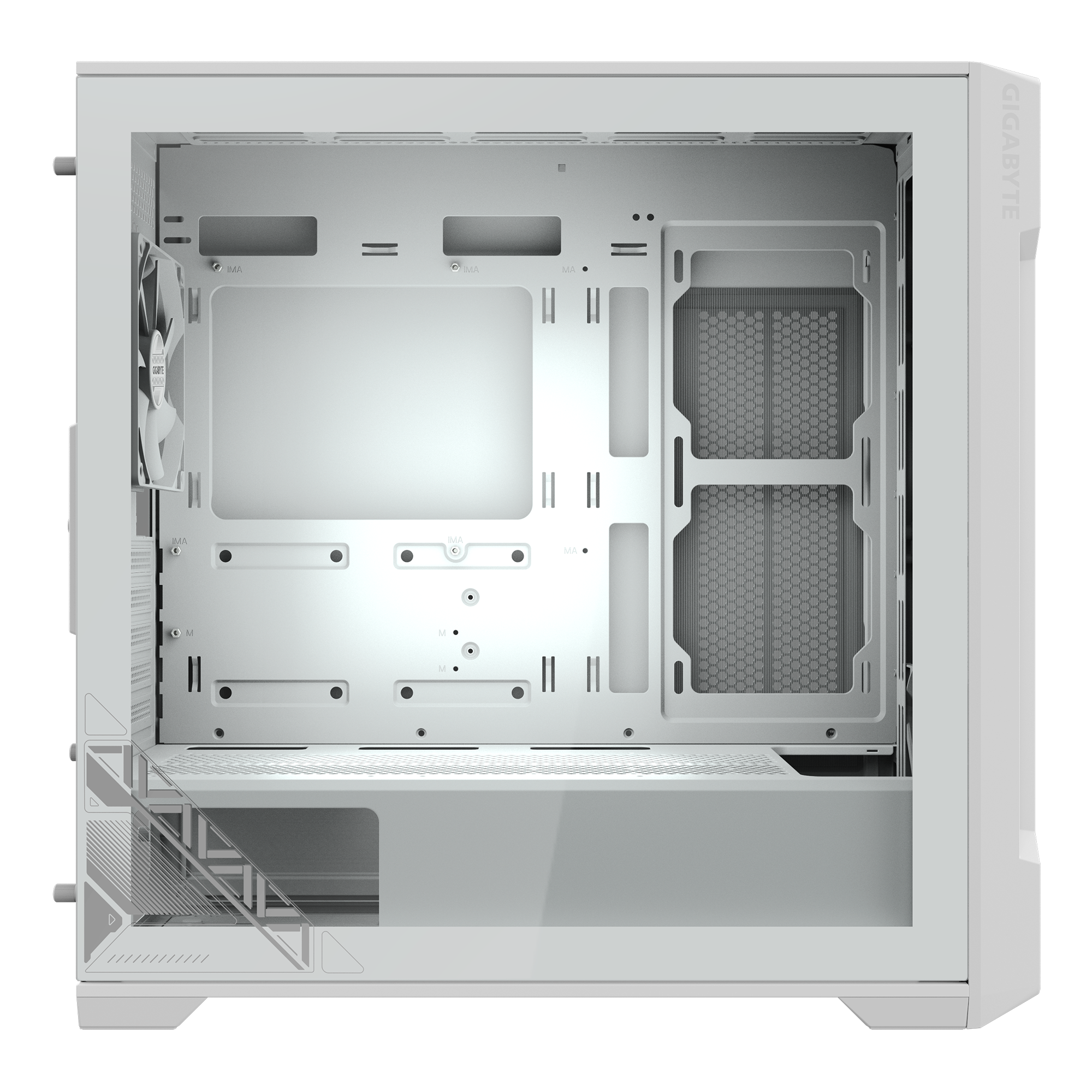 Gigabyte C102 Glass ICE White Micro ATX Mid Tower Tempered Glass Side Panel Pc Cabinet With Pre Installed Fans ( GB-C102GI ) - Image 4