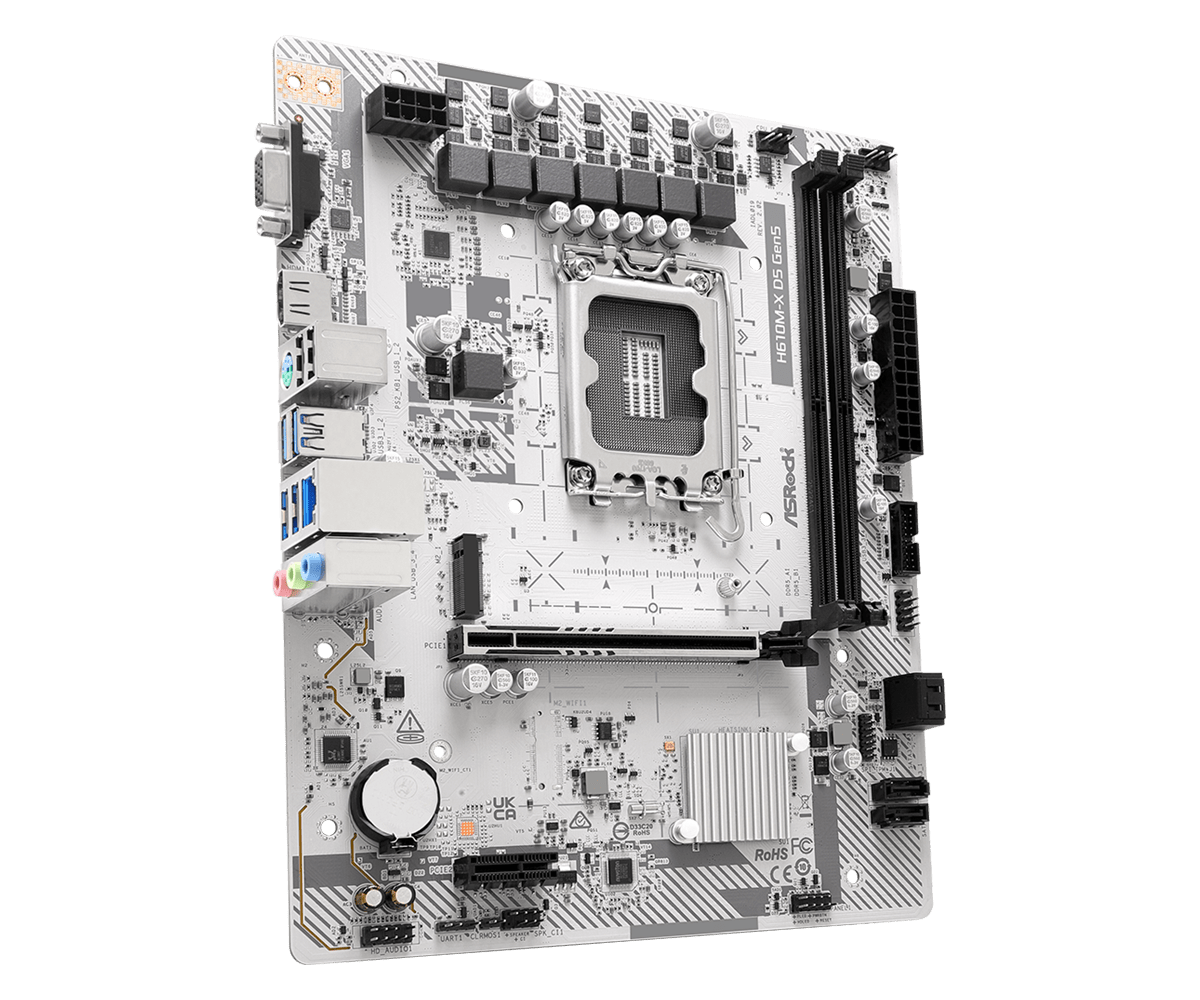 ASRock H610M-X D5 Gen5 Micro ATX Motherboard ( Intel Socket LGA1700, Supports Intel 14th, 13th & 12th Gen Intel Core Processors, 2 x DDR5 RAM Slots, Max 128GB RAM Support ) - Image 3