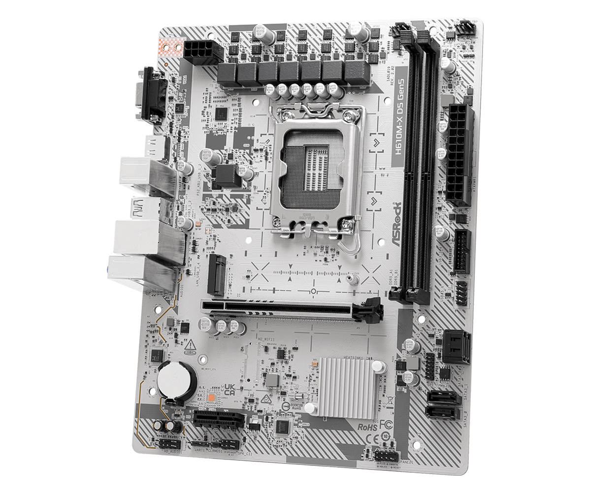 ASRock H610M-X D5 Gen5 Micro ATX Motherboard ( Intel Socket LGA1700, Supports Intel 14th, 13th & 12th Gen Intel Core Processors, 2 x DDR5 RAM Slots, Max 128GB RAM Support ) - Image 4
