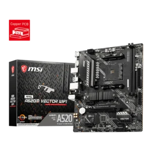 MSI MAG A520M VECTOR WIFI M-ATX Motherboard ( AMD Socket AM4, Supports AMD Ryzen 5000 Series, 5000 G-Series, 4000 G-Series, 3000 Series and 3000 G-Series Processors, 2x DDR4 RAM Slots, Max 64GB RAM )