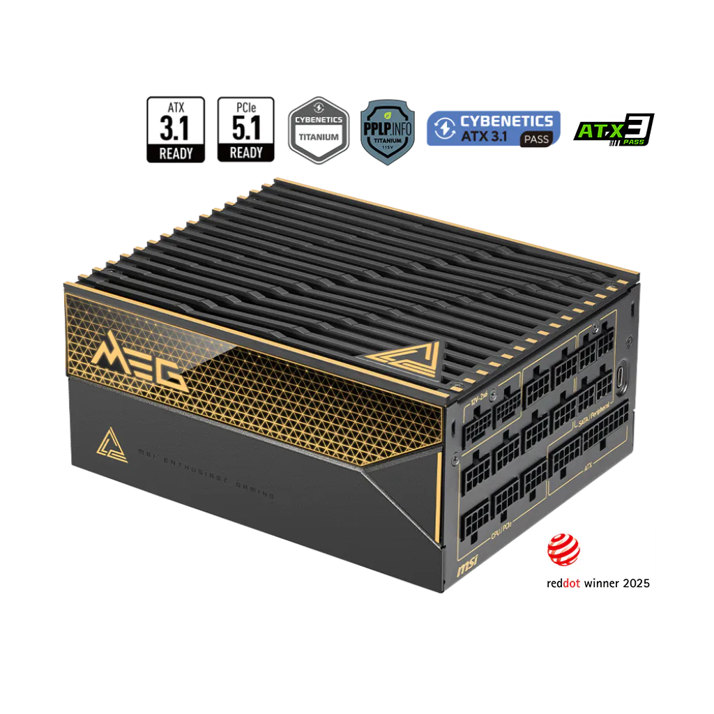 Msi MEG Ai1600T PCIE5 1600W 80 PLUS Titanium Fully Modular Power Supply Unit