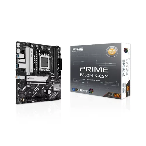 Asus PRIME B850M-K-CSM micro-ATX Motherboard ( AMD Socket AM5, Support AMD Ryzen 9000 & 8000 & 7000 Series Desktop Processors, 2 x DDR5 Ram Slots, Max 128GB Memory Support )