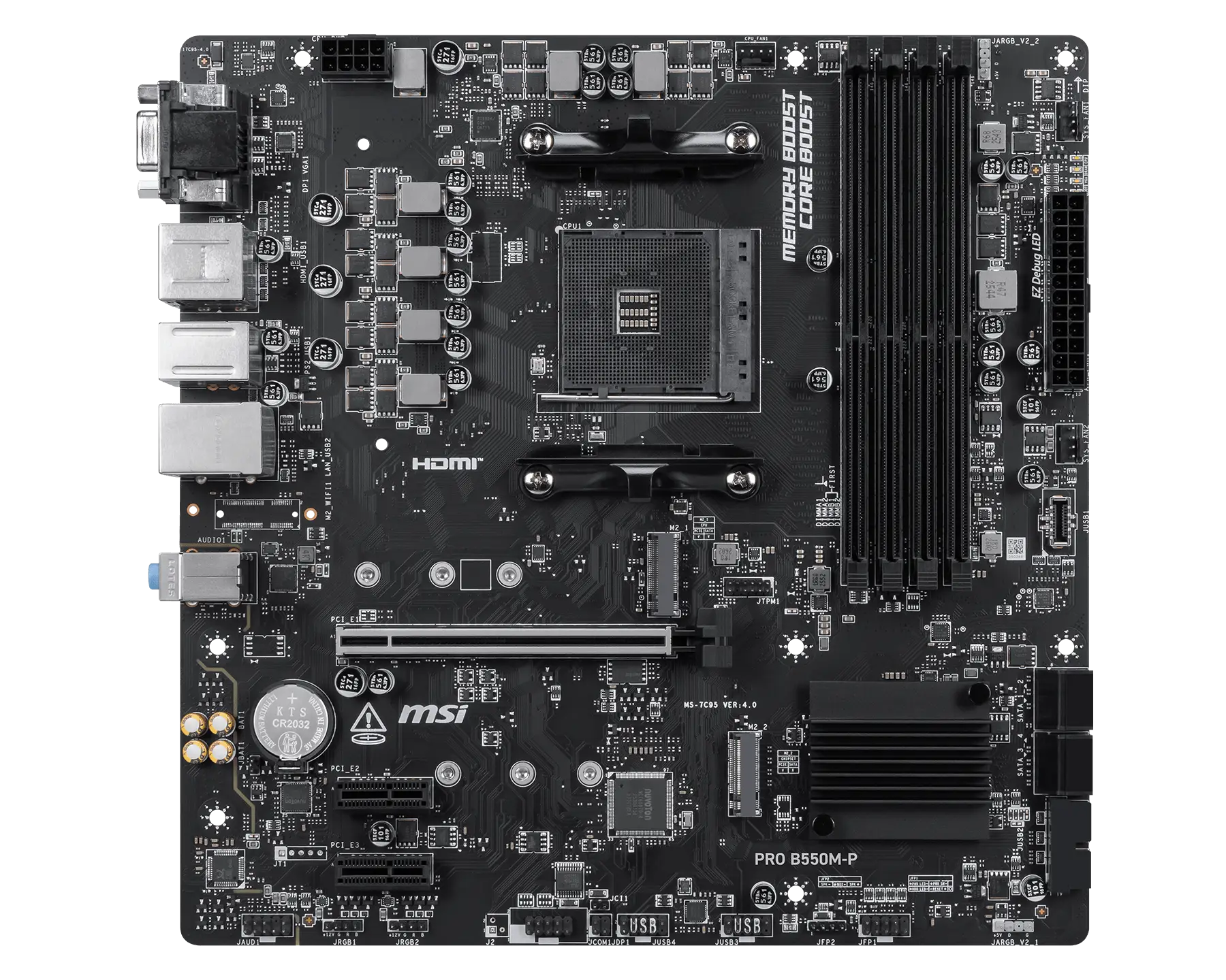 MSI PRO B550M-P mATX Motherboard ( AMD Socket AM4, Supports AMD Ryzen 5000, 5000 G, 4000 G, 3000 and 3000 G-Series Desktop Processors , 4x DDR4 RAM Slots, Max 128GB RAM ) - Image 2