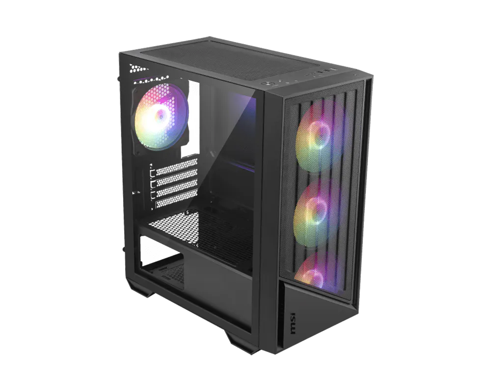MSI PRO FORGE M051A Micro-ATX Mini Tower 3 mm thick Tempered Glass Panel Black Pc Cabinet With Pre-installed Auto RGB Fans - Image 2