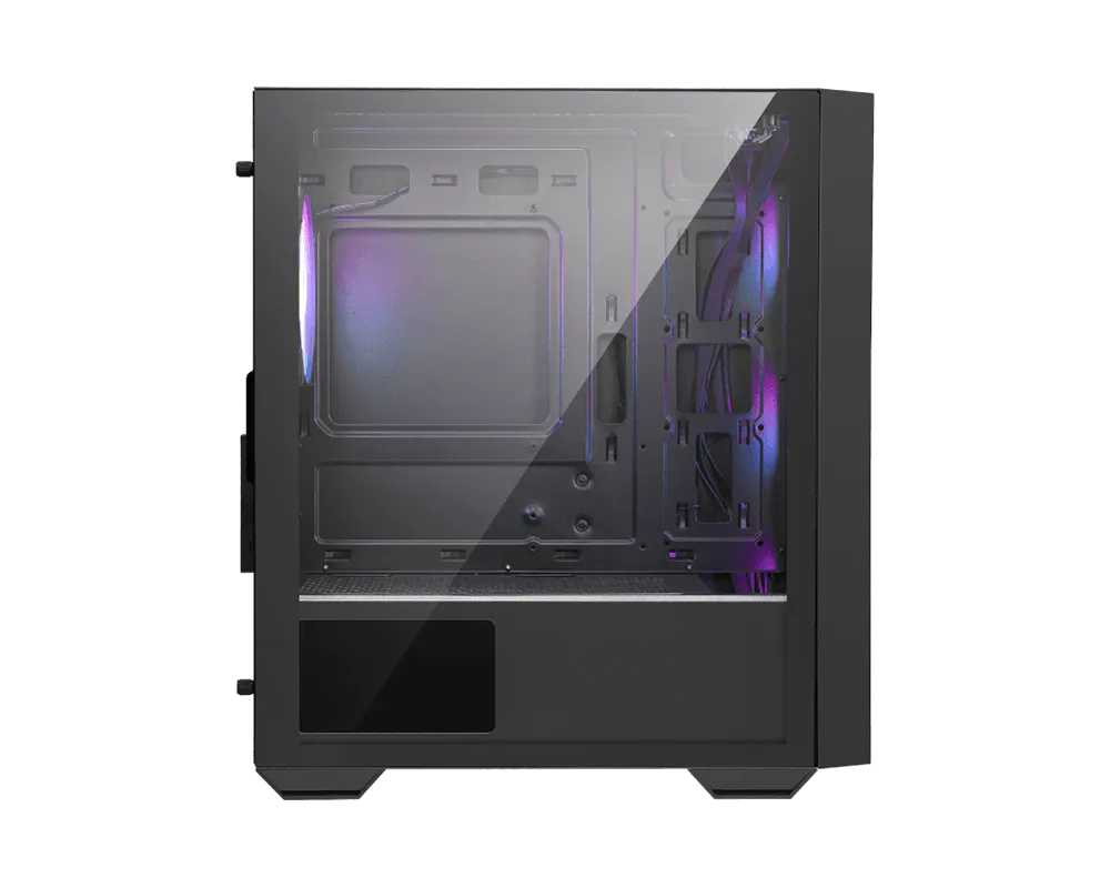 MSI PRO FORGE M051A Micro-ATX Mini Tower 3 mm thick Tempered Glass Panel Black Pc Cabinet With Pre-installed Auto RGB Fans - Image 4