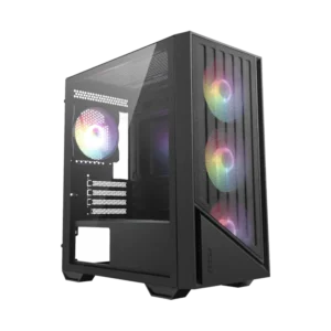 MSI PRO FORGE M051A Micro-ATX Mini Tower 3 mm thick Tempered Glass Panel Black Pc Cabinet With Pre-installed Auto RGB Fans