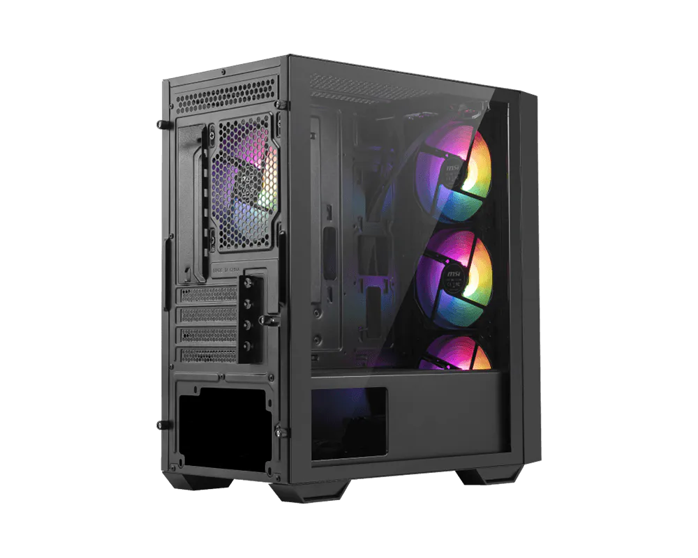 MSI PRO FORGE M051A Micro-ATX Mini Tower 3 mm thick Tempered Glass Panel Black Pc Cabinet With Pre-installed Auto RGB Fans - Image 5