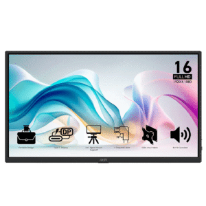 MSI PRO MP165 E6 15.6-Inch Flat IPS FHD 60Hz 4ms (GtG) Built-in Speakers Anti-glare Portable Monitor