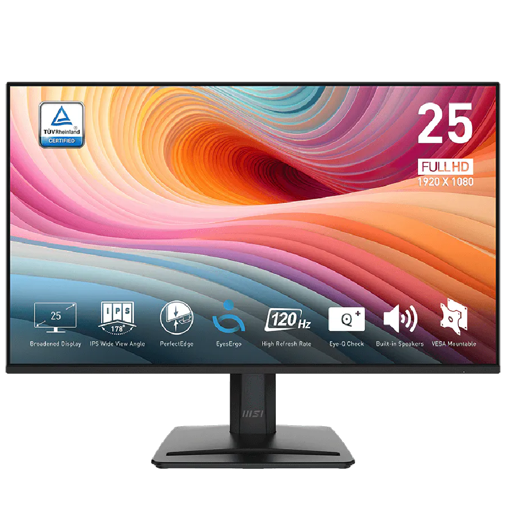MSI PRO MP251 E2 24.5-Inch Flat IPS FHD 120Hz 1ms (MPRT) / 4ms (GTG) Built-in Speakers Adaptive-Sync Support Anti-glare Business Productivity Monitor