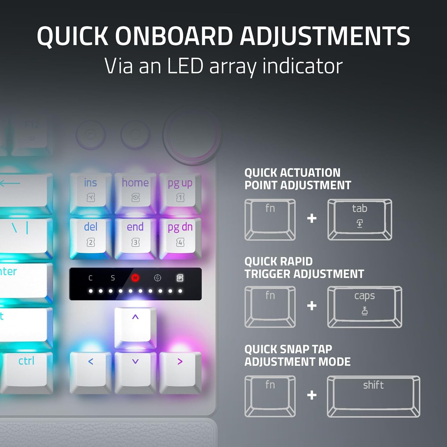 Razer Huntsman V3 Pro Tenkeyless Analog Optical Esports Wired RGB White Edition Gaming Keyboard With Wrist Rest ( RZ03-04981700-R3M1 ) - Image 7