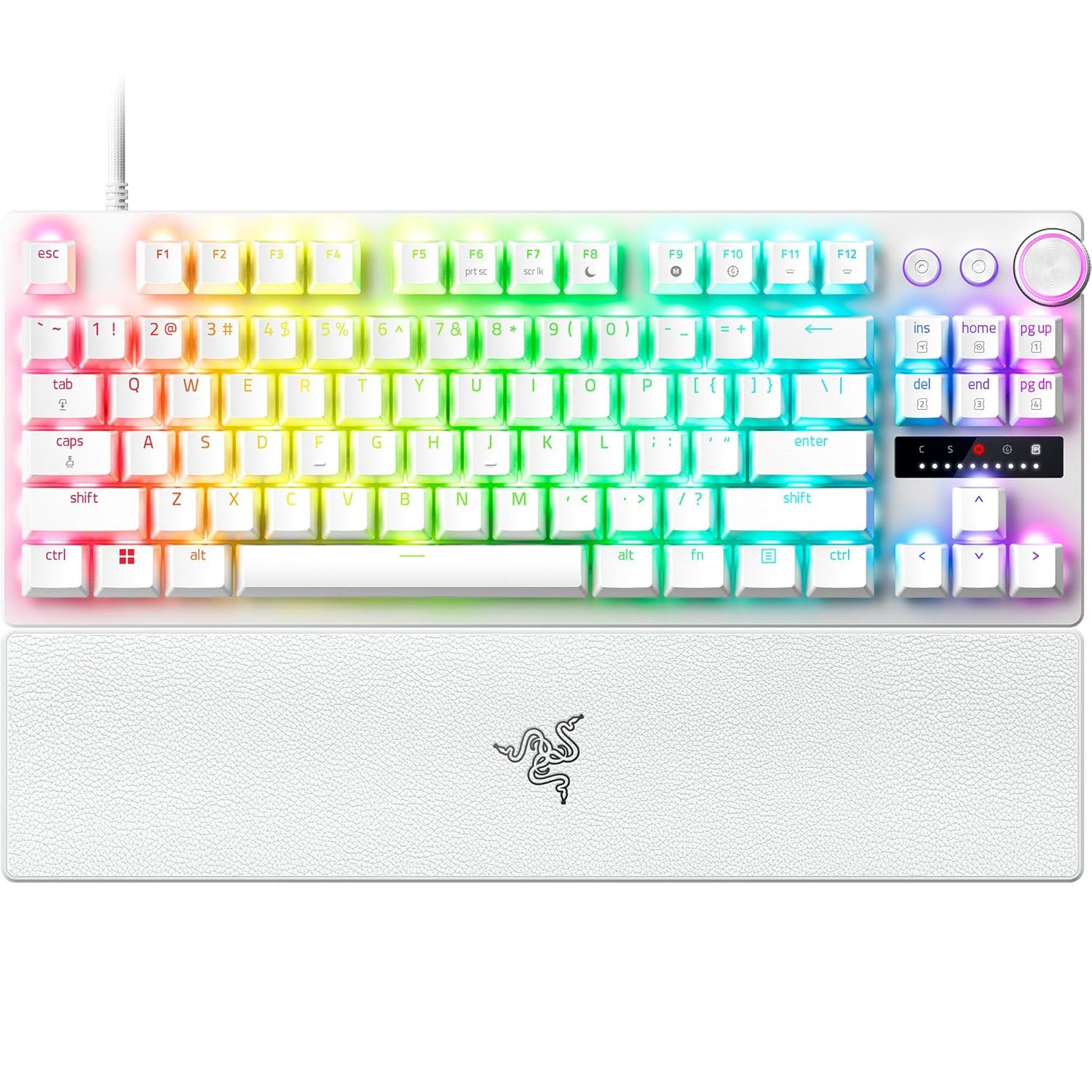 Razer Huntsman V3 Pro Tenkeyless Analog Optical Esports Wired RGB White Edition Gaming Keyboard With Wrist Rest ( RZ03-04981700-R3M1 )