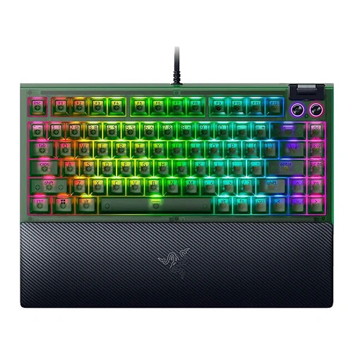 Razer BlackWidow V4 75 Percent Phantom Green Edition Wired RGB Mechanical Gaming Keyboard With Tactile Switches & Wrist Rest ( RZ03-05003300-R3M1 )