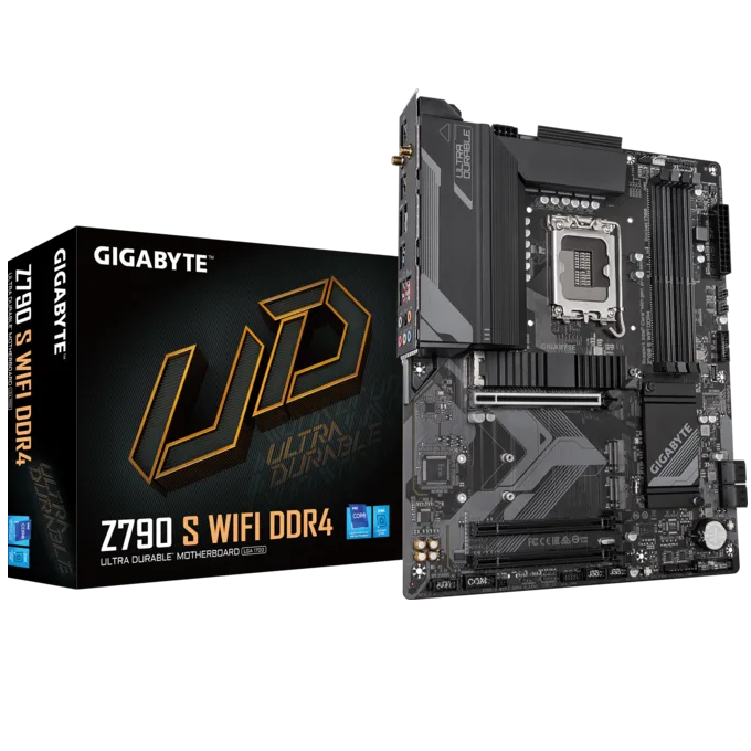 Gigabyte Z790 S WIFI DDR4 (Rev. 1.1/1.2) ATX Motherboard ( Intel Socket LGA1700 , Support 14th, 13th, and 12th Generation Intel Core, Pentium Gold and Celeron Processors, 4 x DDR4 RAM Slots, Max 128GB RAM Support )