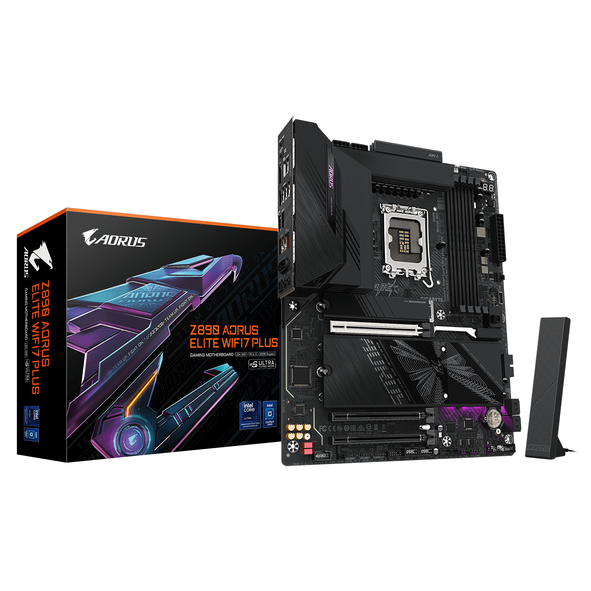 Gigabyte Z890 AORUS ELITE WIFI7 PLUS ATX Motherboard ( Intel Socket LGA1851, Support Intel Core Ultra Processors, 4 x DDR5 RAM Slots, Max 256GB RAM Support )