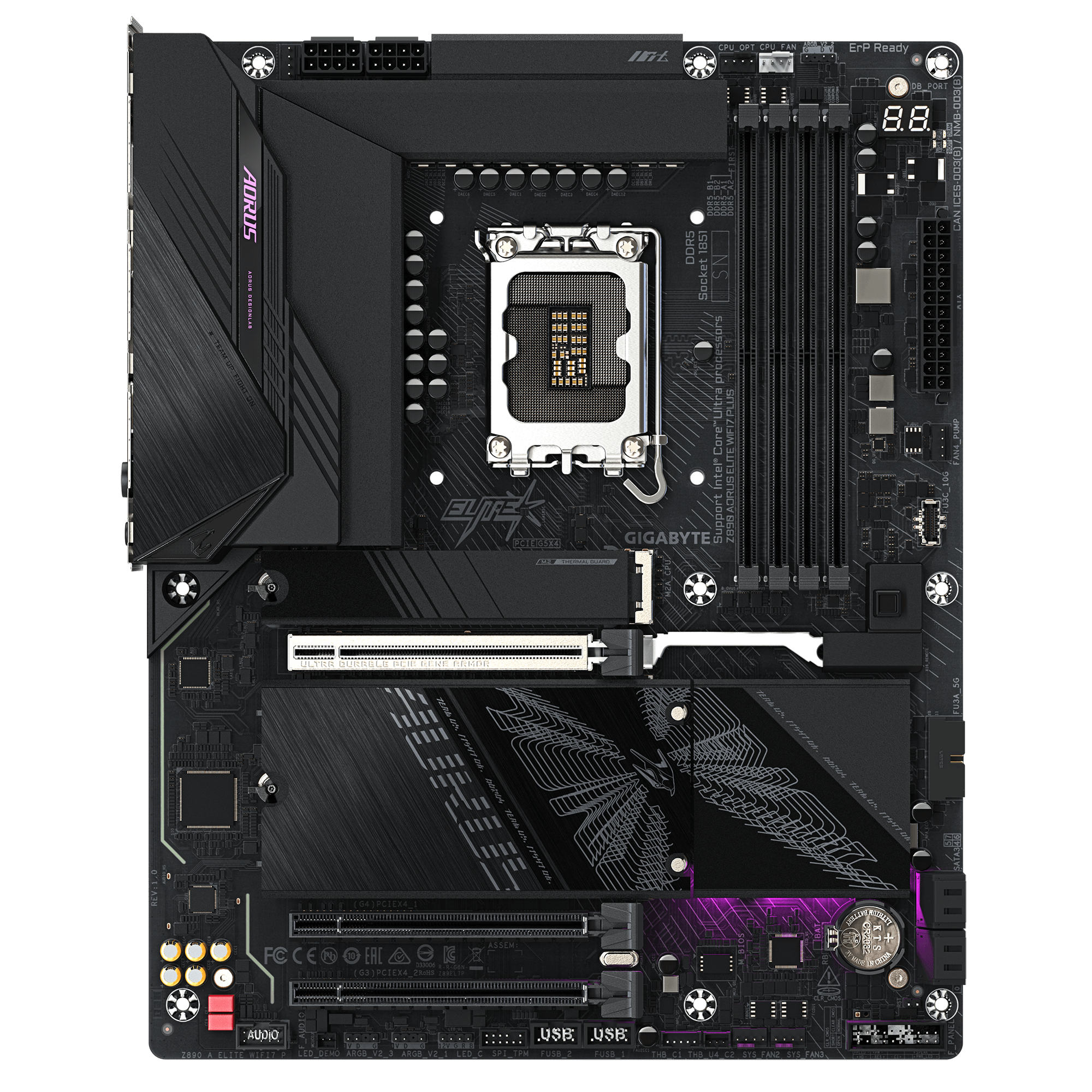 Gigabyte Z890 AORUS ELITE WIFI7 PLUS ATX Motherboard ( Intel Socket LGA1851, Support Intel Core Ultra Processors, 4 x DDR5 RAM Slots, Max 256GB RAM Support ) - Image 2