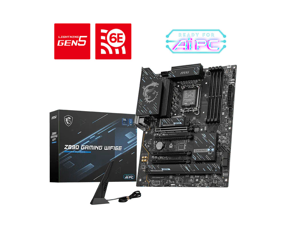 MSI Z890 GAMING WIFI6E ATX Motherboard ( Intel Socket LGA 1851, Supports Intel Core Ultra Processors (Series 2), 4x DDR5 RAM Slots, Max 256GB RAM )
