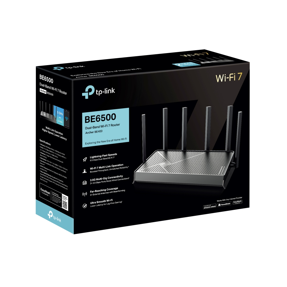 TP-Link Archer BE400 BE6500 Dual-Band Wi-Fi 7 Router With 6 High Performance Antennas for a Broader Coverage - Image 9