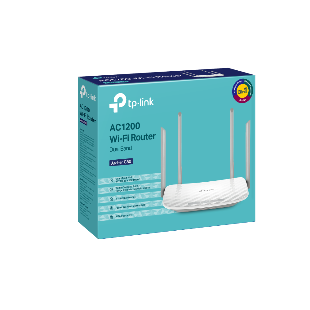 TP-Link Archer C50 v6 AC1200 Wireless Dual Band Router With 4 High-Performance External Antennas - Image 4