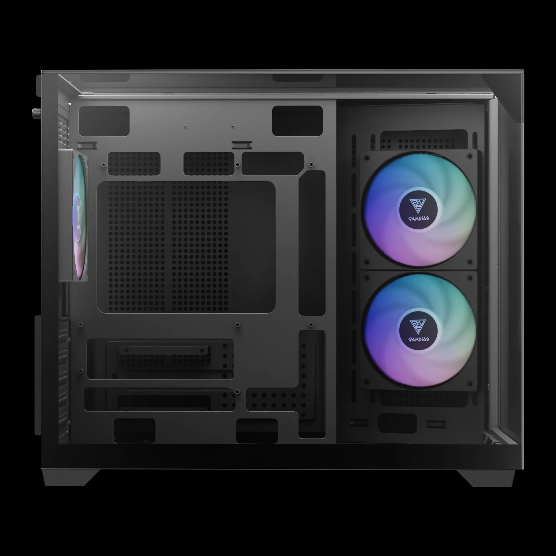 Gamdias Atlas M3M Micro-ATX Mini Tower Three-sided Columnless Tempered Glass Black Pc Cabinet With PWM ARGB Fans - Image 6