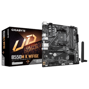 Gigabyte B550M K WIFI6E (Rev. 1.2) Micro ATX Motherboard ( AMD Socket AM4 , Supports AMD Ryzen 5000, 5000 G, 4000 G, 3000 and Ryzen 3000 G-Series Processors, 4 x DDR4 RAM Slots, Max 128GB RAM Support )