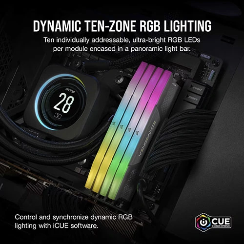 Corsair Vengeance RGB 16GB ( 16GB x 1 ) DDR5 6000MHz CL38 Grey Desktop Memory Kit ( CMH16GX5M1D6000Z38 ) - Image 2