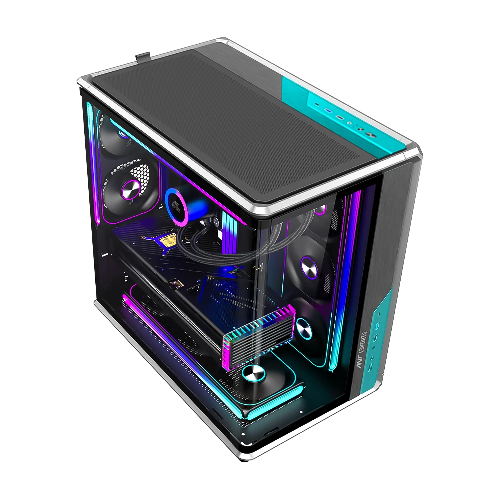 Ant Esports Crystal X8 ARC ATX Mid Tower Tempered Glass Gaming Black Pc Cabinet With Pre-Installed Mono Frame Fans - Image 4