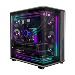 Ant Esports Crystal X8 ARC ATX Mid Tower Tempered Glass Gaming Black Pc Cabinet With Pre-Installed Mono Frame Fans