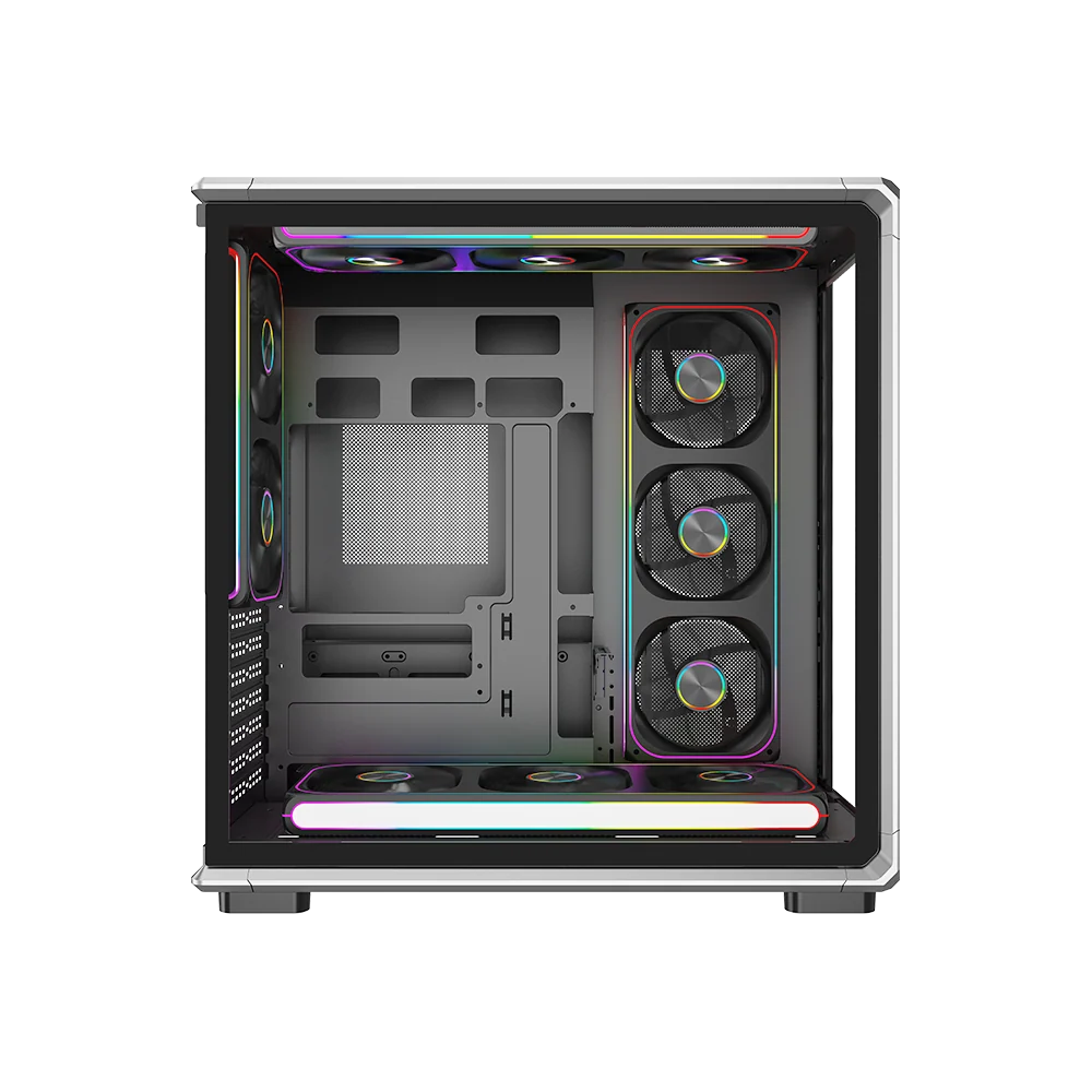 Ant Esports Crystal X8 Frame ATX Mid Tower Tempered Glass Gaming Black Pc Cabinet With Pre-Installed Mono Frame Fans - Image 4