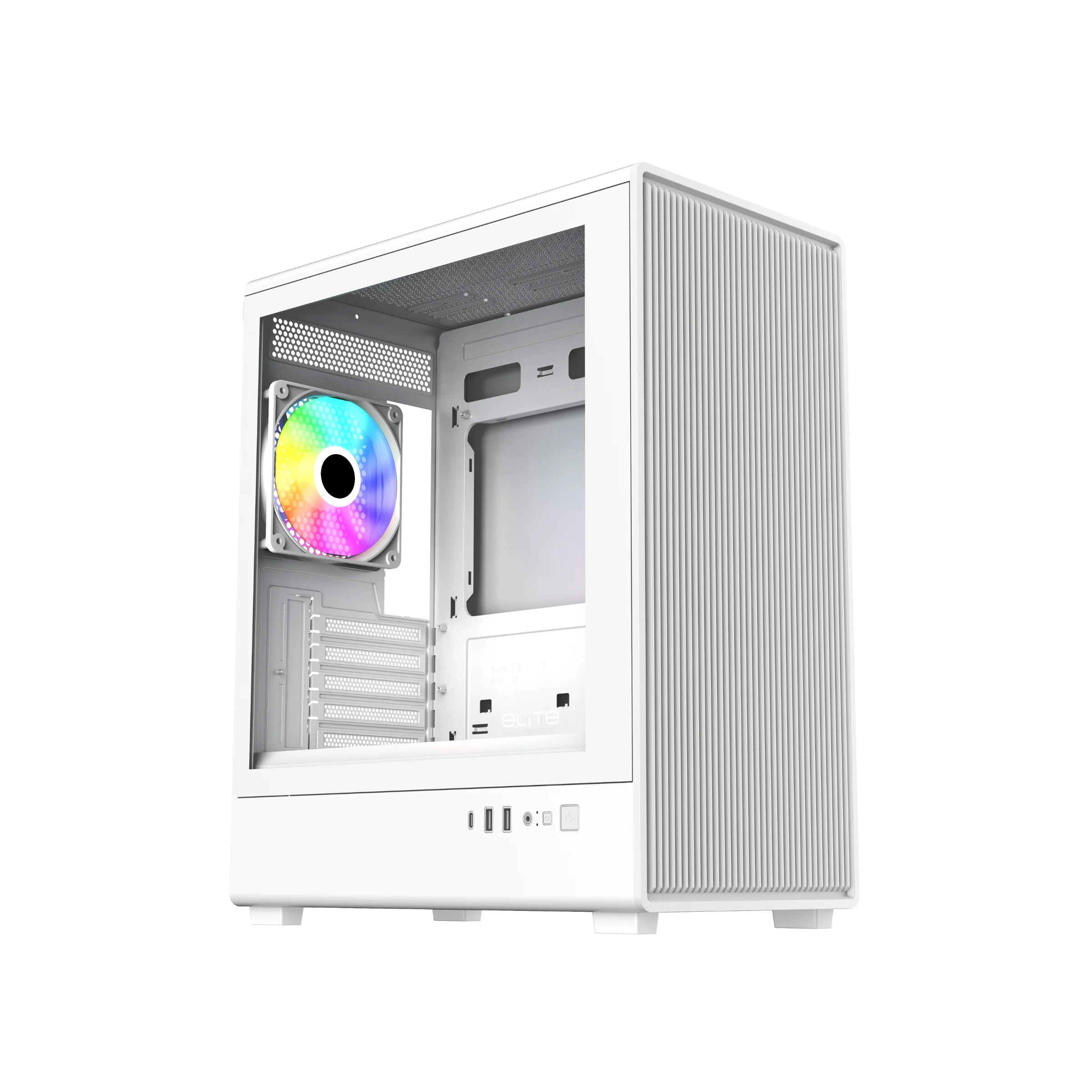 Cooler Master Elite 350 White Micro-ATX Mini Tower Tempered Glass Side Panel Pc Cabinet With ARGB Pre-installed Fan ( E350-WGNN-S00 )