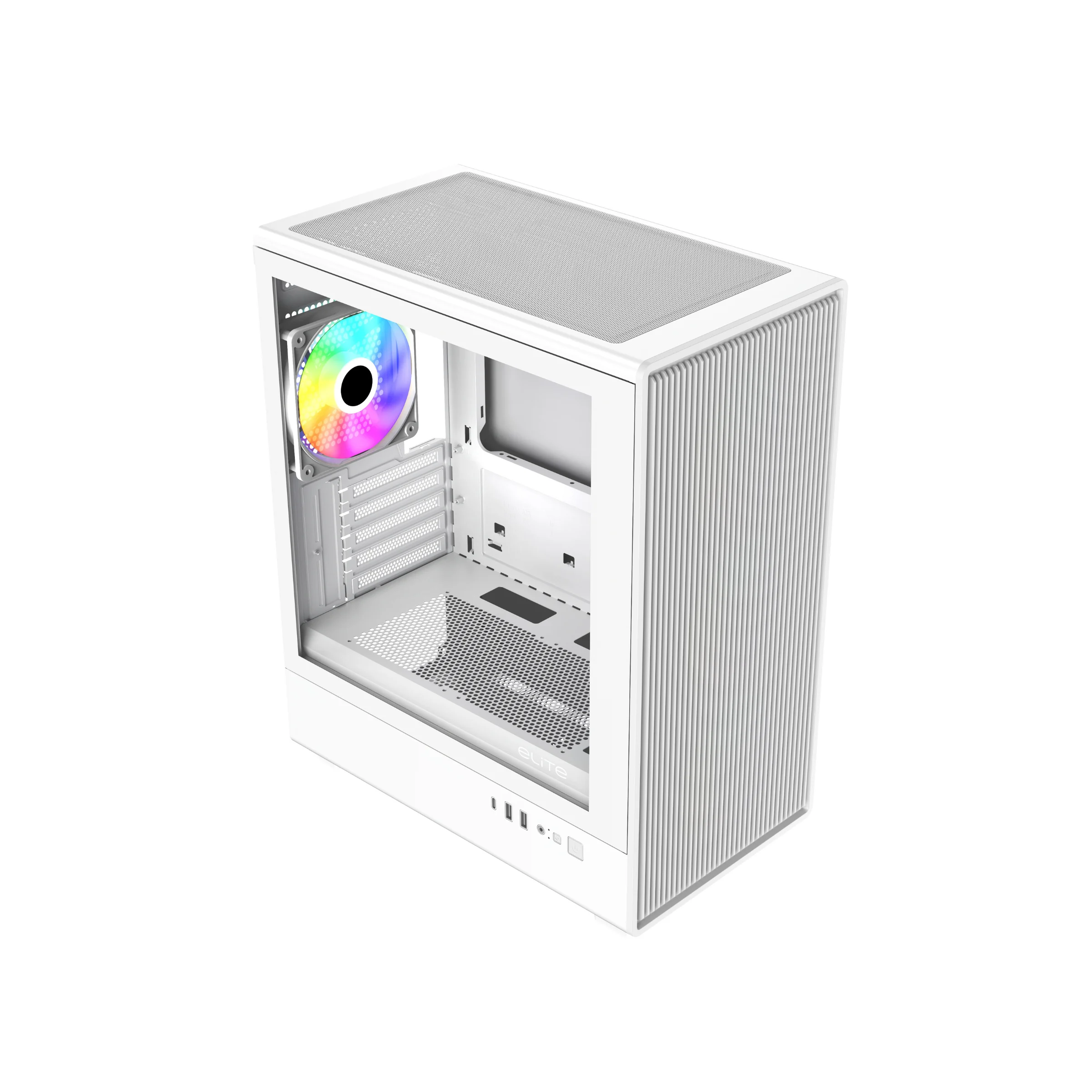 Cooler Master Elite 350 White Micro-ATX Mini Tower Tempered Glass Side Panel Pc Cabinet With ARGB Pre-installed Fan ( E350-WGNN-S00 ) - Image 2