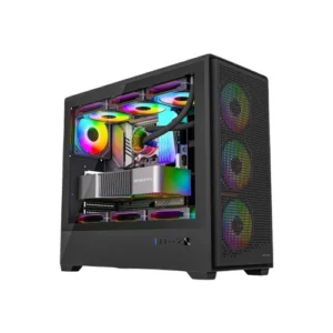 Ant Esports EVO 360 Lite E-ATX Mid Tower Tempered Glass Black Pc Cabinet With Pre-Installed ARGB Fans