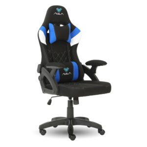 AULA F016 Ergonomic Adjustable Nylon Armrests Soft Pad Locking-Tilt Function, Gas Lift Function Premium Gaming & Computer Chair Black+Blue (F016BU)