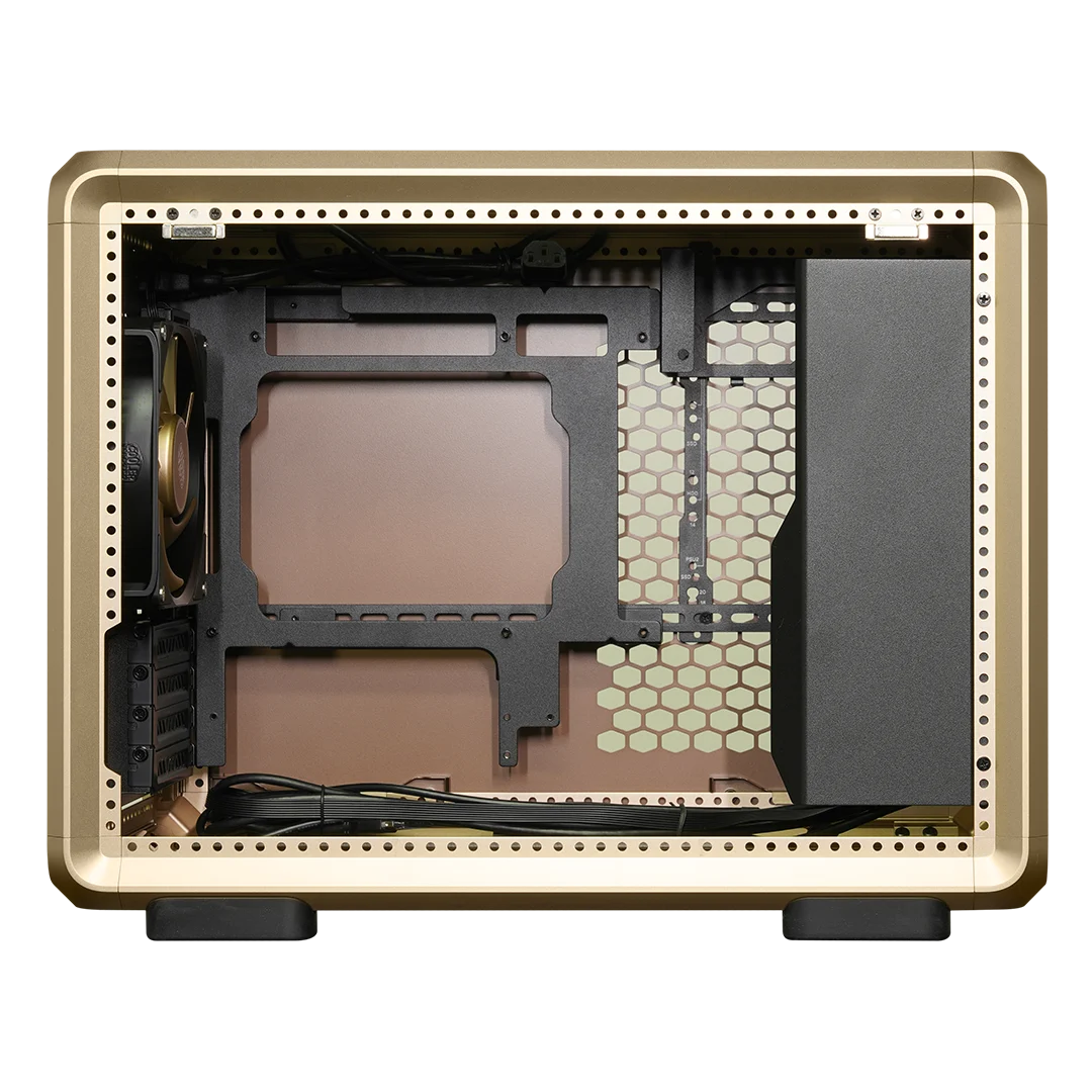 Cooler Master MasterFrame 400 Mesh Gold Limited Edition M-ATX Mini Tower Tempered-Glass Side Panel Pc Cabinet With Pre-installed Fan( MF400M-GGNN-S00) - Image 3