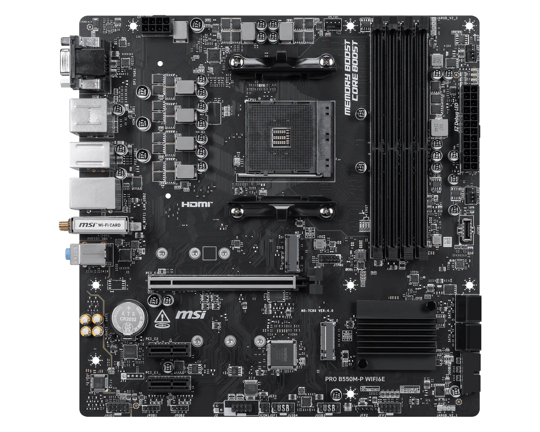 MSI PRO B550M-P WIFI6E mATX Motherboard ( AMD Socket AM4, Supports AMD Ryzen 5000 & 3000 Series Desktop Processors, 4x DDR4 RAM Slots, Max 128GB RAM ) - Image 2