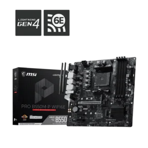 MSI PRO B550M-P WIFI6E mATX Motherboard (  AMD Socket AM4, Supports AMD Ryzen 5000 & 3000 Series Desktop Processors, 4x DDR4 RAM Slots, Max 128GB RAM )