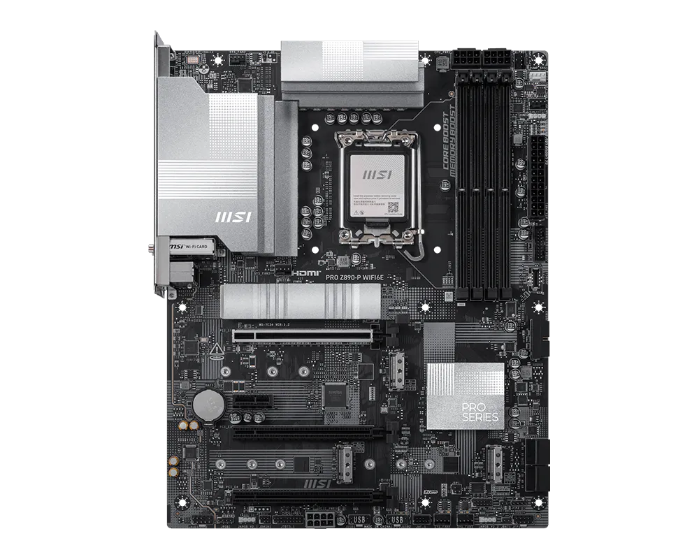 MSI PRO Z890-P WIFI6E ATX Motherboard ( Intel Socket LGA 1851, Supports Intel Core Ultra Processors (Series 2), 4x DDR5 RAM Slots, Max 256GB RAM ) - Image 2