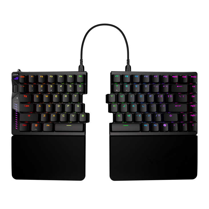 Asus ROG Falcata RGB USB 2.0 (TypeC to TypeA), RF 2.4GHz, Bluetooth 5 Black Gaming Keyboard With HFX V2 Magnetic Switches - Image 2