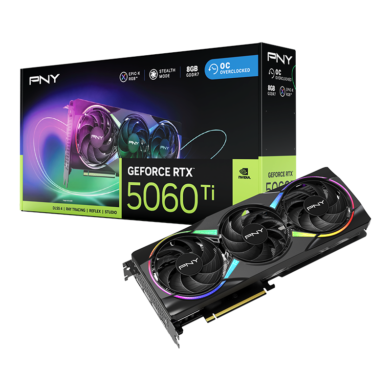 PNY GeForce RTX 5060 Ti 8GB EPIC-X RGB 8GB GDDR7 128-Bit Overclocked Triple Fan Graphics Card ( VCG5060T8TFXXPB1-O )