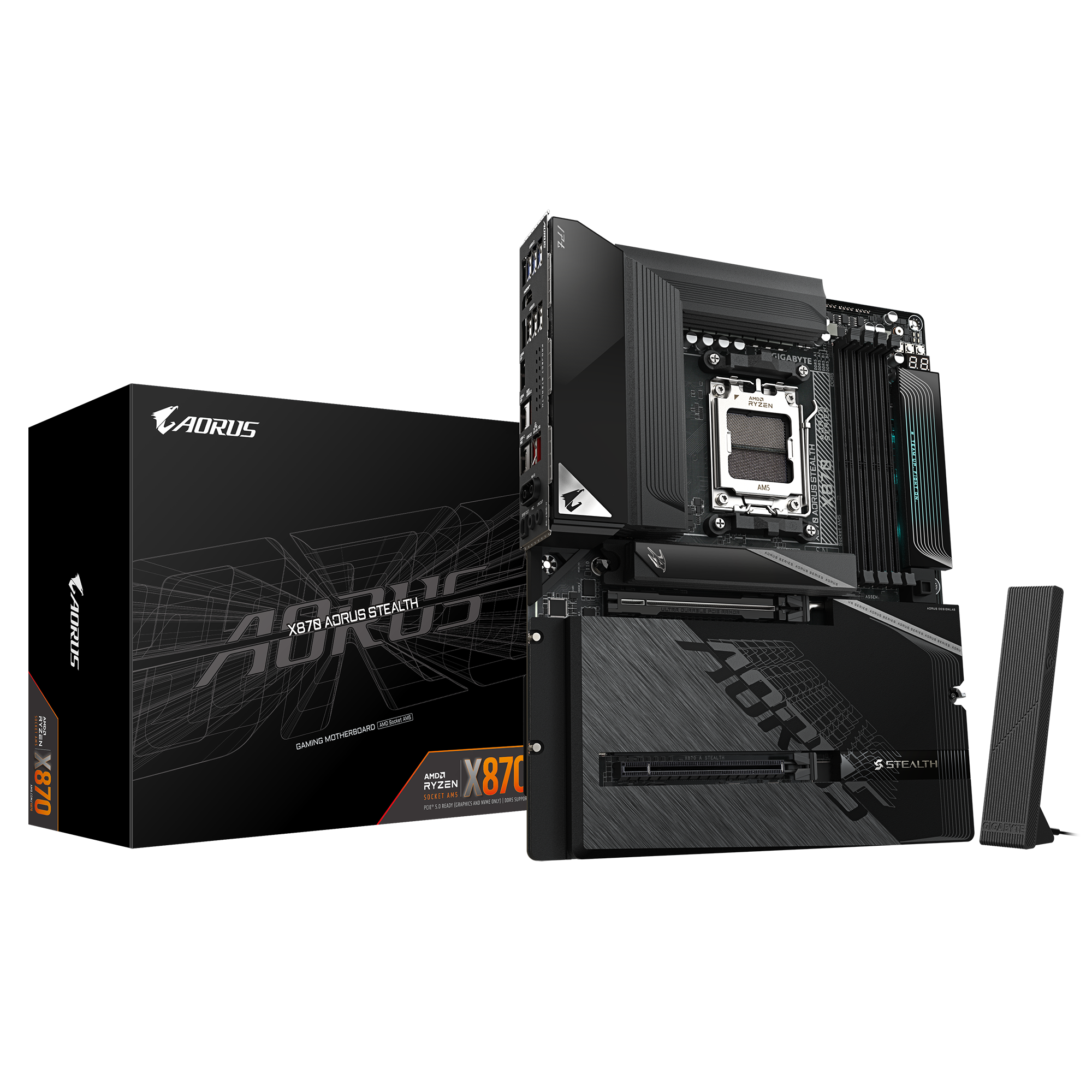 Gigabyte X870 AORUS STEALTH ATX Motherboard ( AMD Socket AM5 , AMD Ryzen 9000, 8000, 7000 Series Processors, 4 x DDR5 RAM Slots, Max 256GB RAM Support )