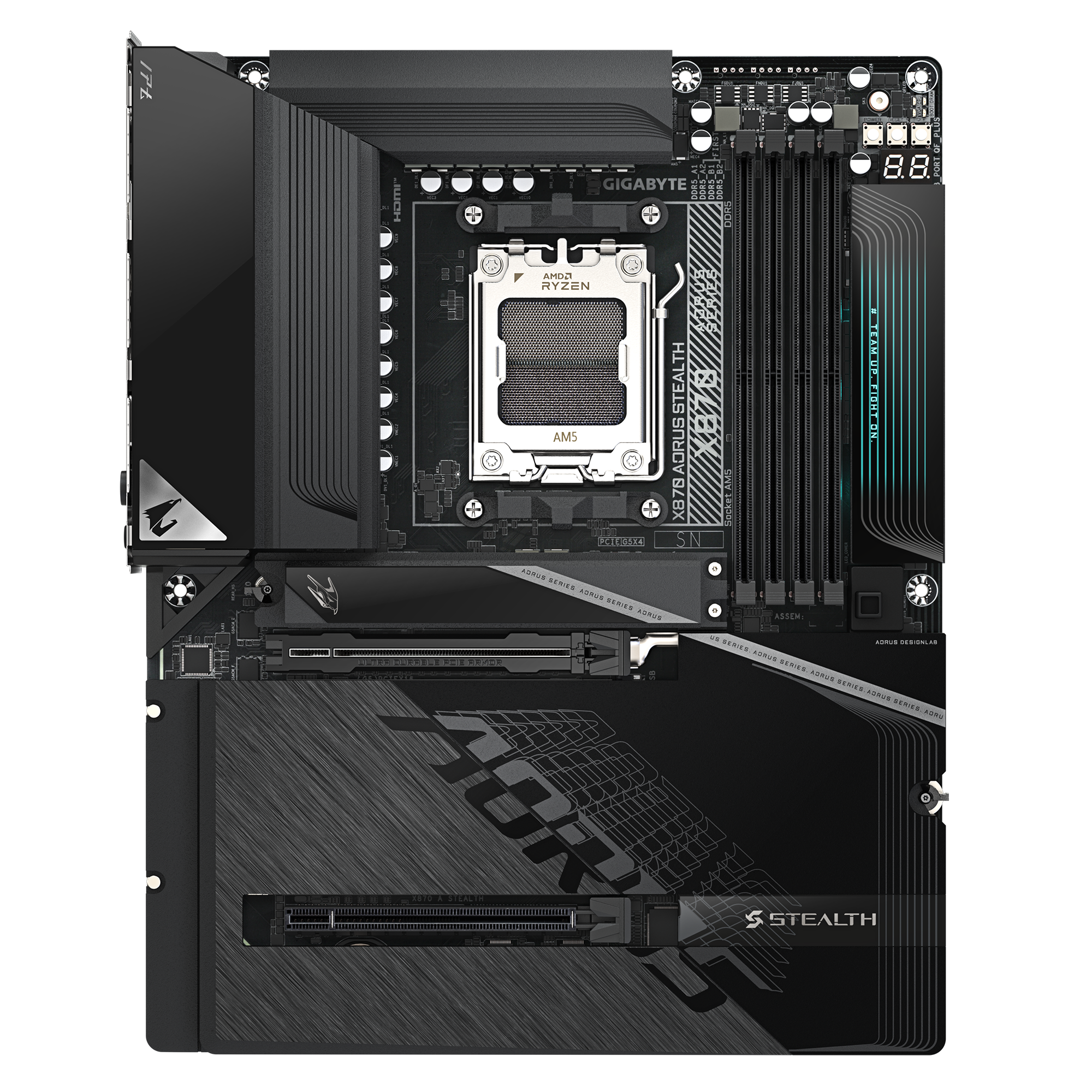 Gigabyte X870 AORUS STEALTH ATX Motherboard ( AMD Socket AM5 , AMD Ryzen 9000, 8000, 7000 Series Processors, 4 x DDR5 RAM Slots, Max 256GB RAM Support ) - Image 2