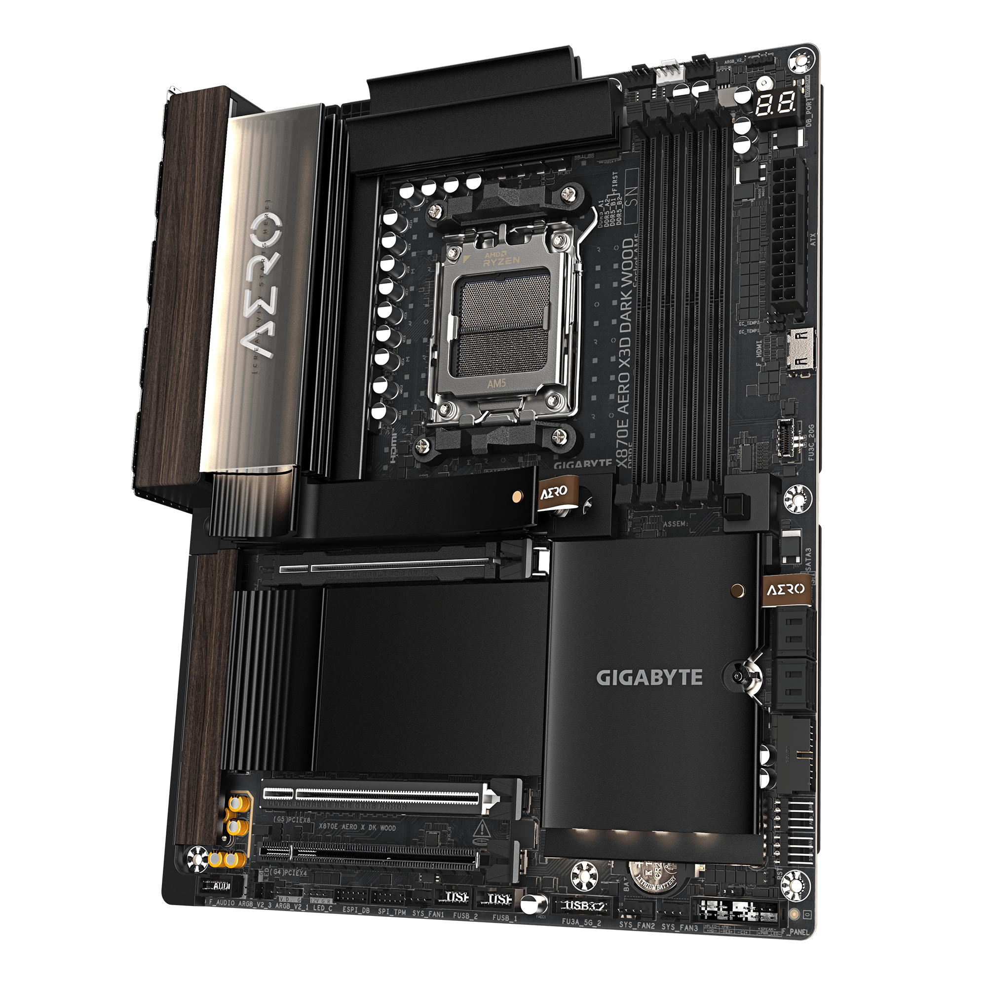 Gigabyte X870E AERO X3D DARK WOOD ATX Motherboard ( AMD Socket AM5 , AMD Ryzen 9000, 8000, 7000 Series Processors, 4 x DDR5 RAM Slots, Max 256GB RAM Support ) - Image 4