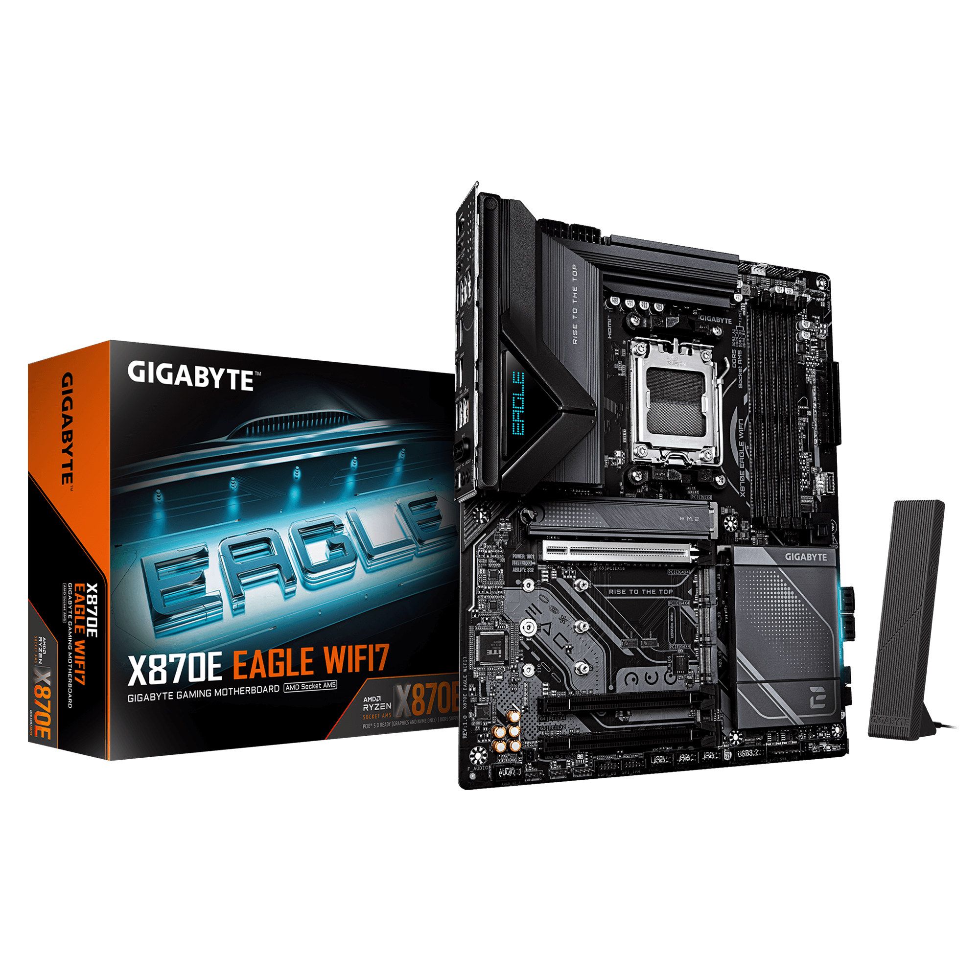 Gigabyte X870E EAGLE WIFI7 ATX Motherboard ( AMD Socket AM5 , AMD Ryzen 9000, 8000, 7000 Series Processors, 4 x DDR5 RAM Slots, Max 256GB RAM Support )