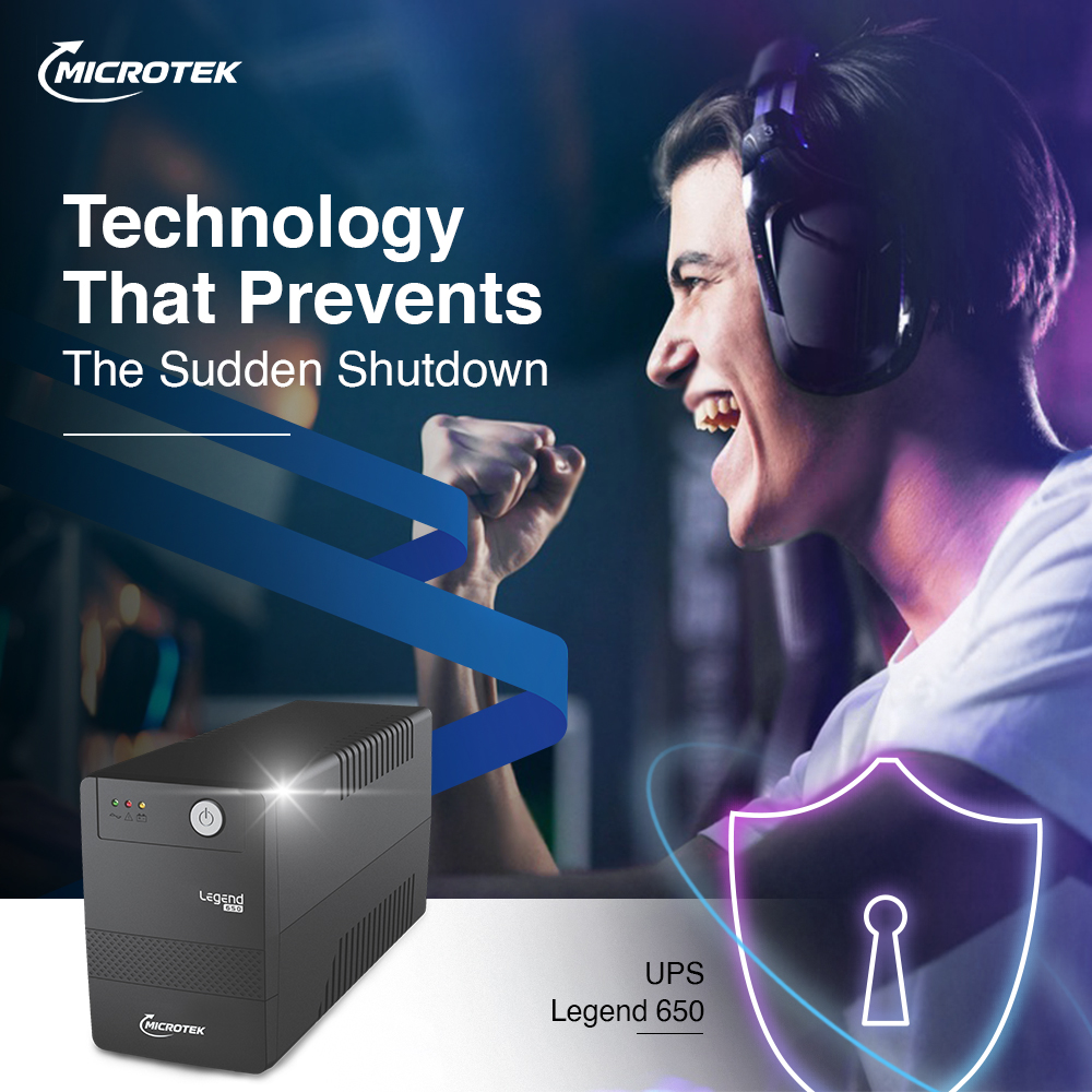 Microtek Legend 650 650VA 360W Line-interactive Tower Model UPS with Overload Protection 3 Outlet Plugs ( 899-312-0650 ) - Image 2